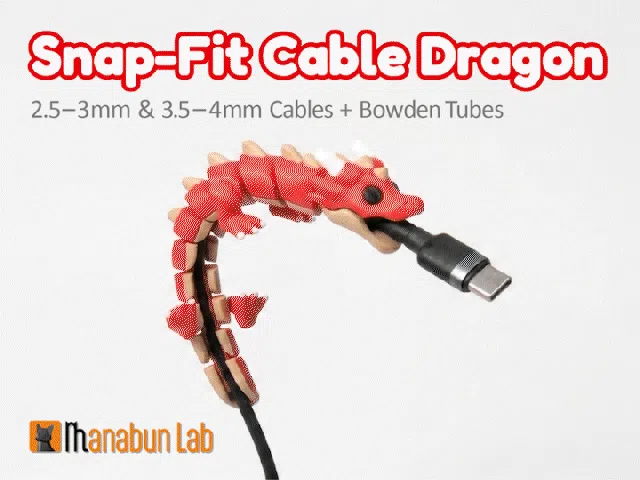 Adorno temático: Snap-Fit Cable Dragon. Referencia del modelo original.