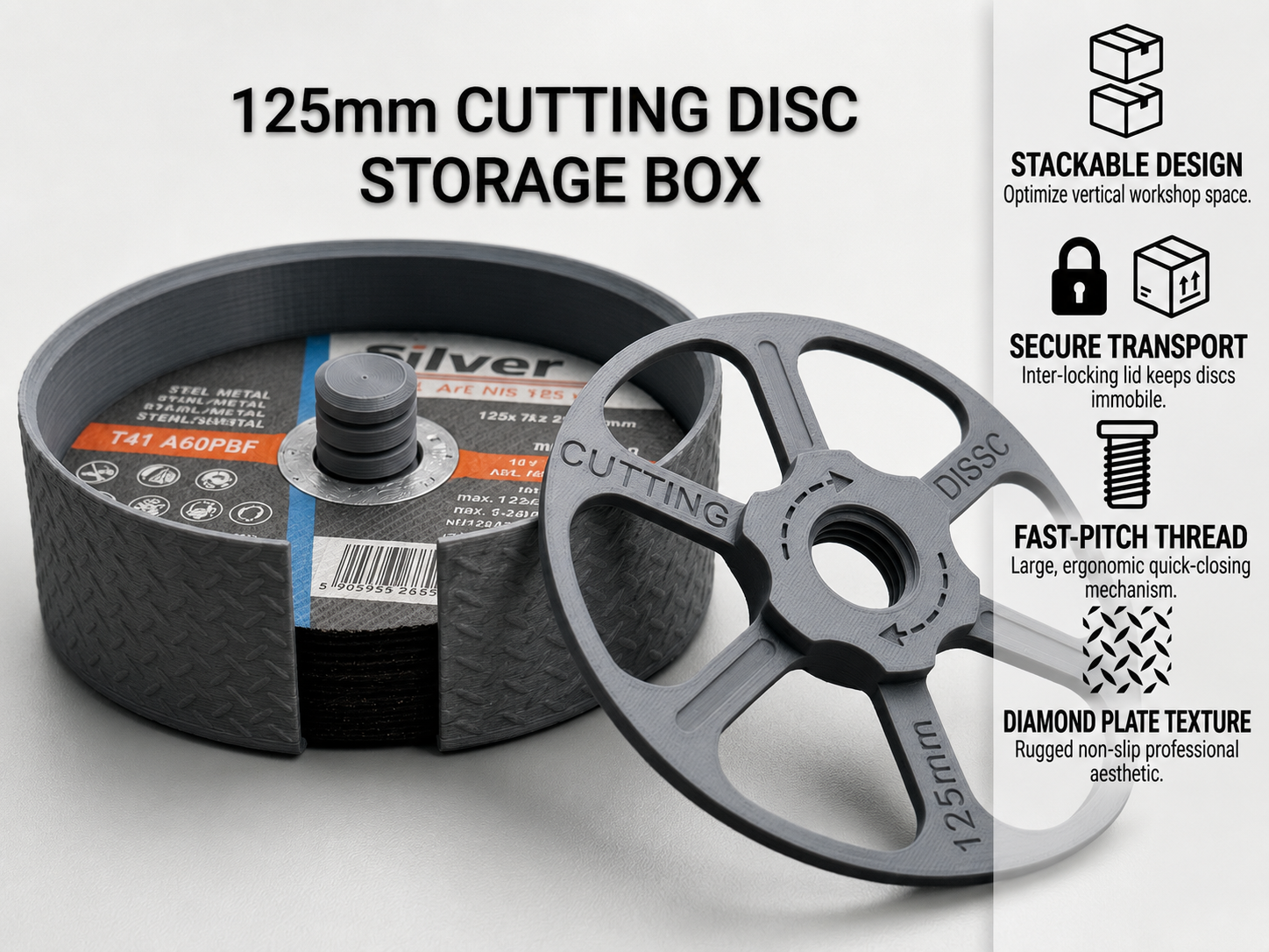 125mm (5 inch) Cutting Disc Storage Box / improved