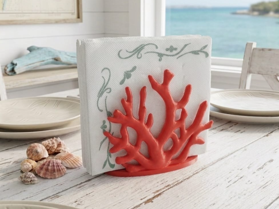 Coral and ocean themed napkin holder