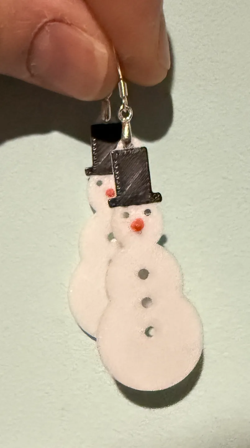 Snowman Earring pair view 2