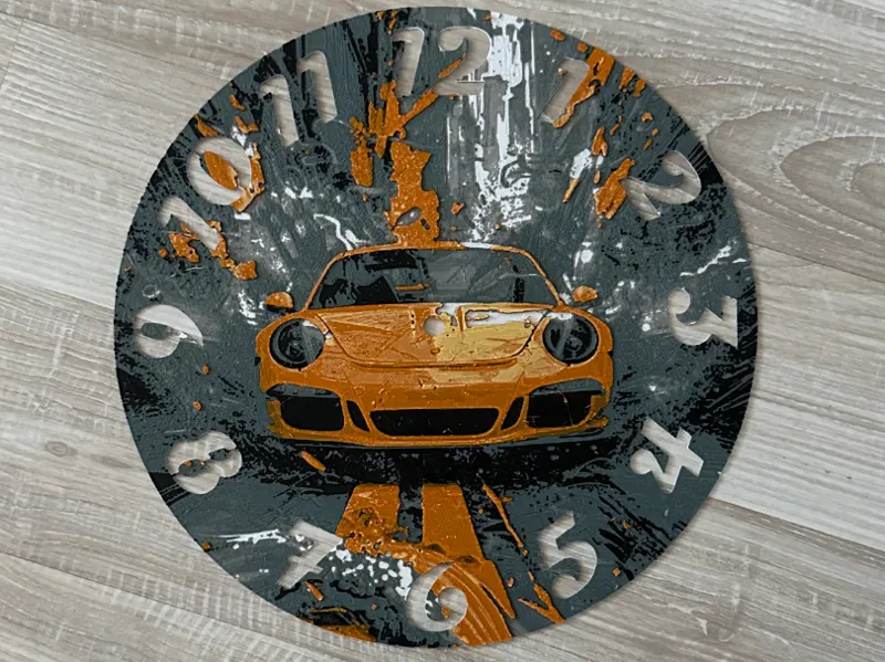 Orange Porsche HueForge Clock