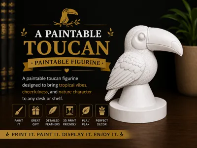 Paintable Toucan Figurine - Tropical Decor