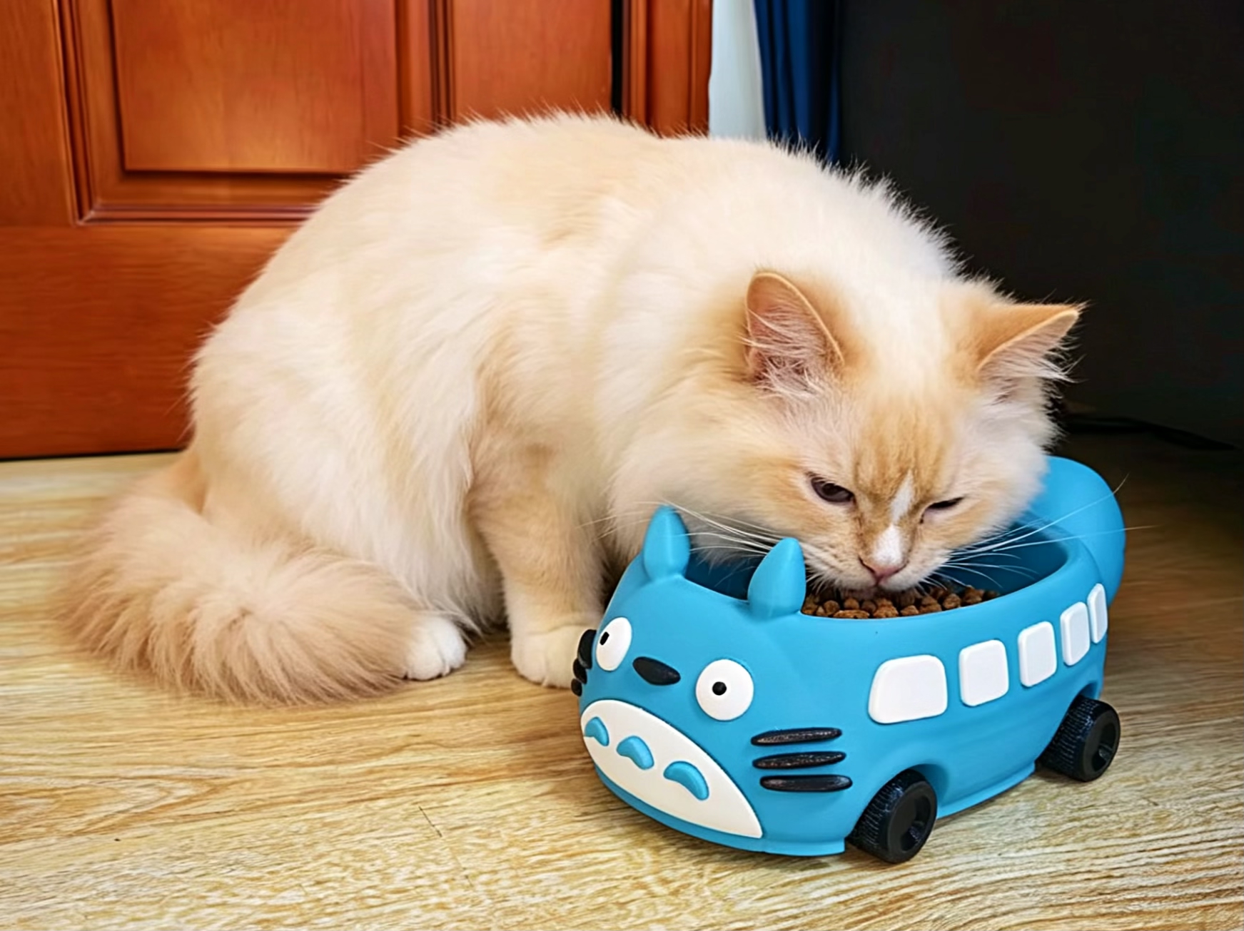 Miniatura 3 do modelo 3D 超可爱猫车宠物干饭盆，全分件易安装