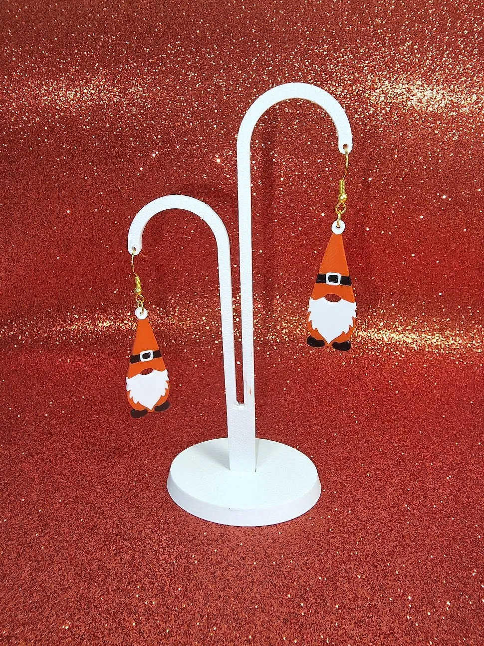 Santa gnome earrings view 3