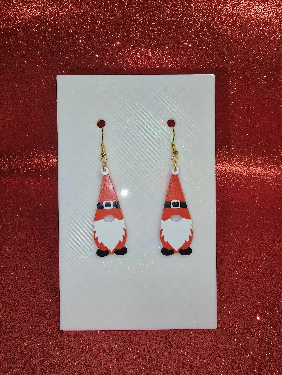 Santa gnome earrings view 2