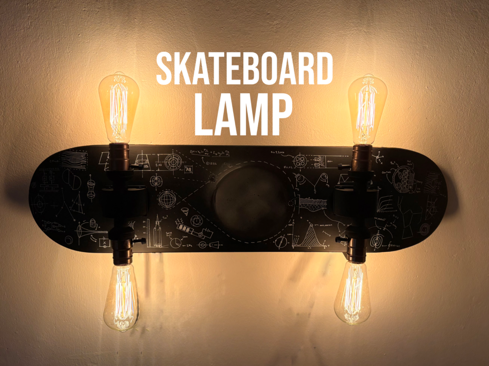 Skateboard Lamp wall mounted art