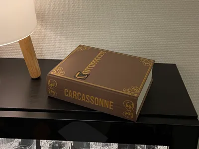 Carcassonne game box as a book