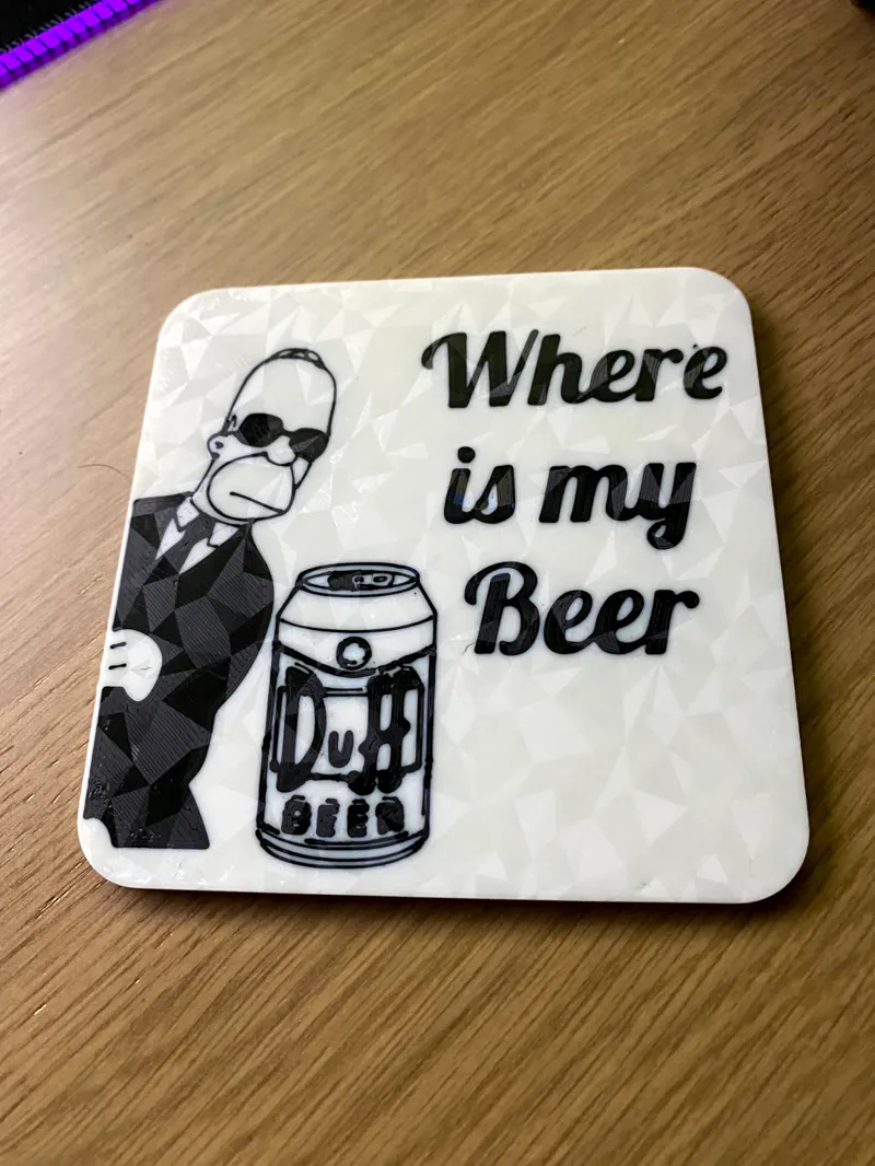 Homer Simpson Where is my Beer Coaster Duff