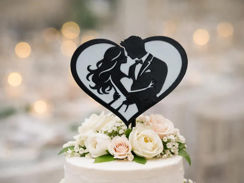 Wedding Cake Topper – Romantic Couple in Heart