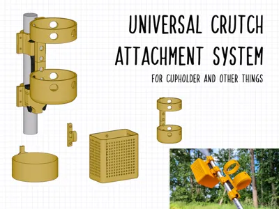 Cupholder & accessories crutch attachment