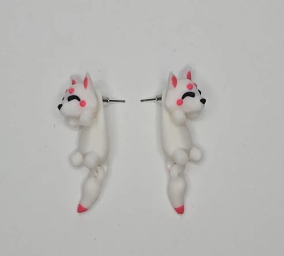 Japanese fox (Kitsune) Articulated Earrings view 4
