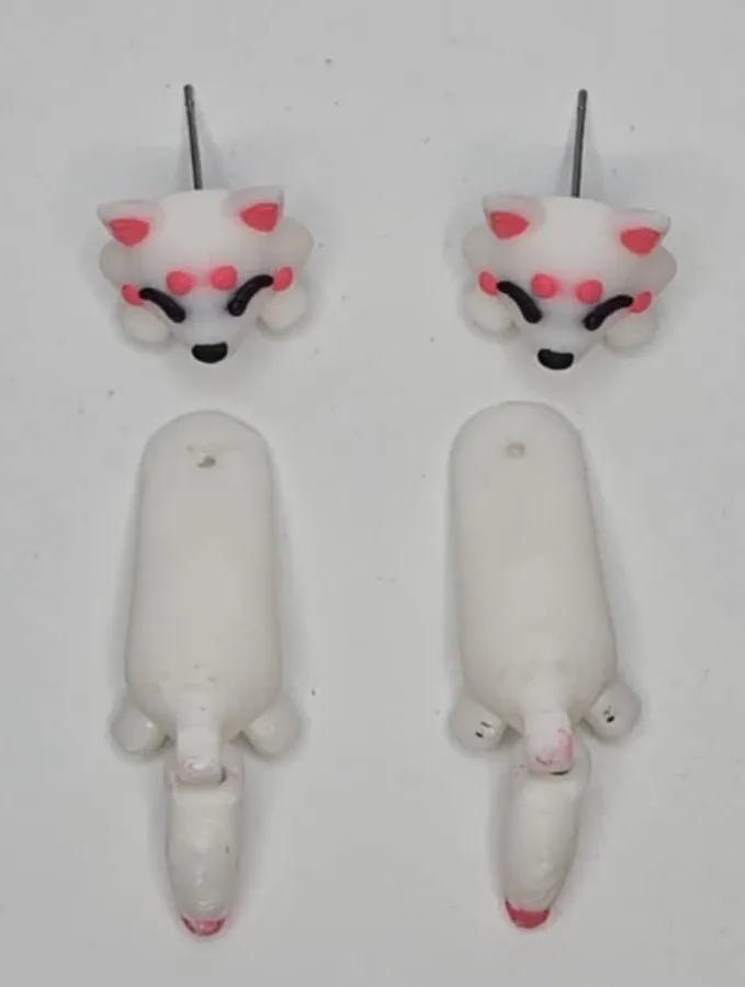Japanese fox (Kitsune) Articulated Earrings view 3