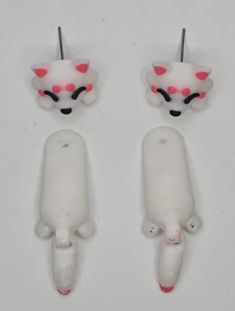 Japanese fox (Kitsune) Articulated Earrings view 3