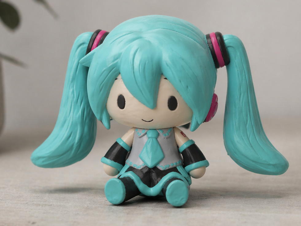 Cute Anime Hatsune Miku Sitting Figure