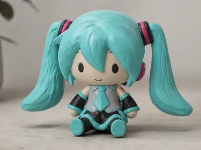 Cute Anime Hatsune Miku Sitting Figure
