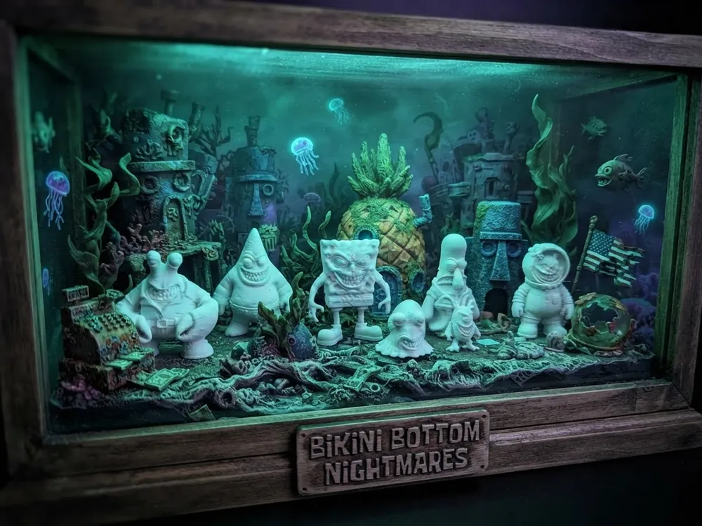 Modelo para impresión 3D: SpongeBob SquarePants: Bikini Bottom Nightmares. Referencia del modelo original.