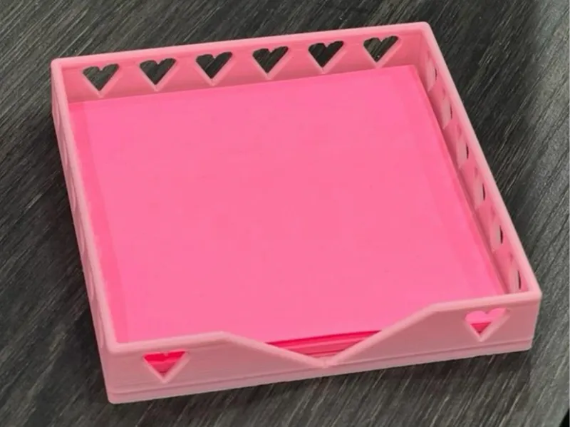 Cute Heart Post-it Note Tray