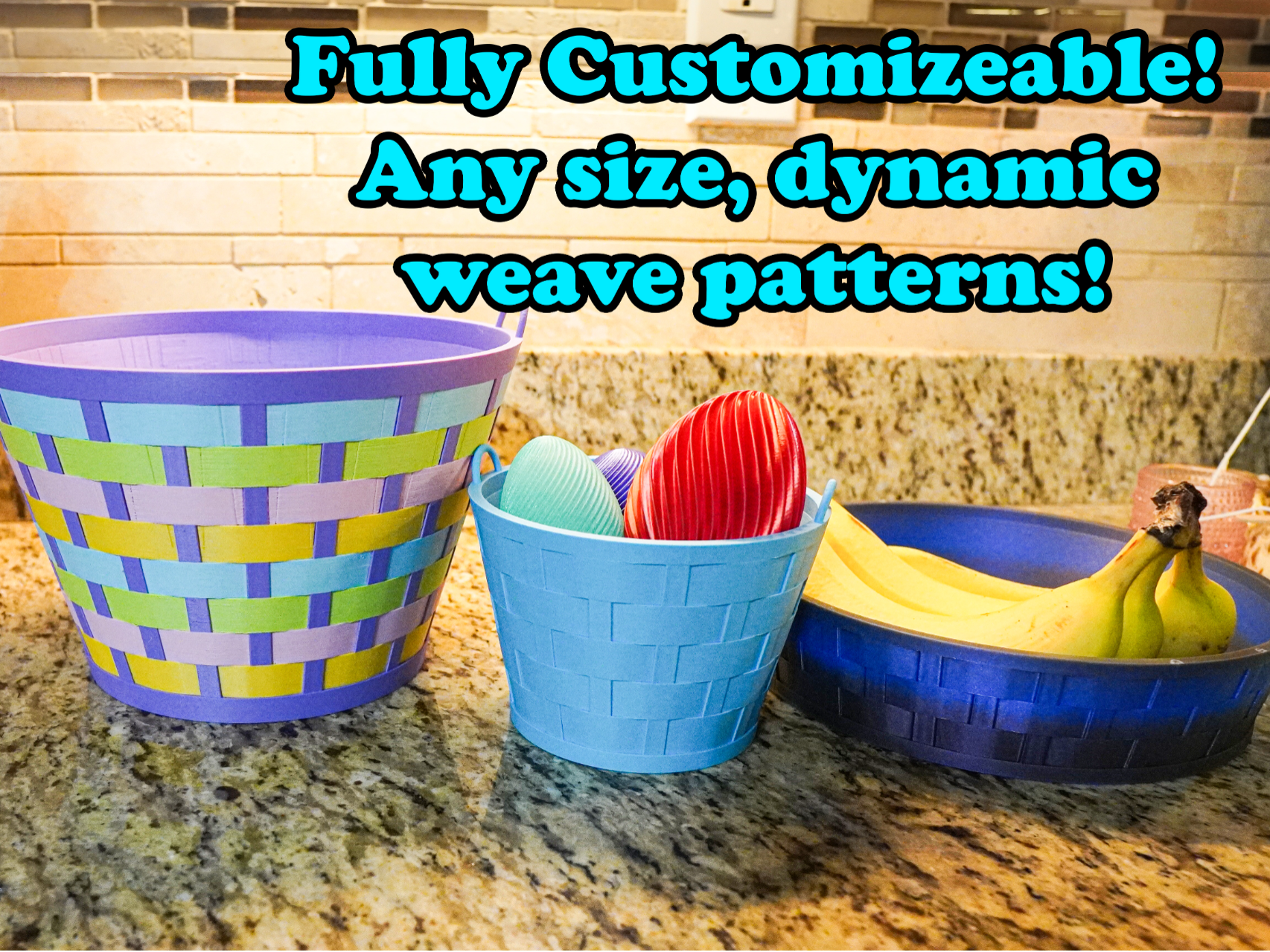 Miniatura 1 do modelo 3D Customizable Woven Easter Basket & Tray