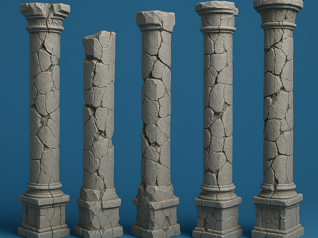 Ancient Ruined Stone Columns for DnD Terrain