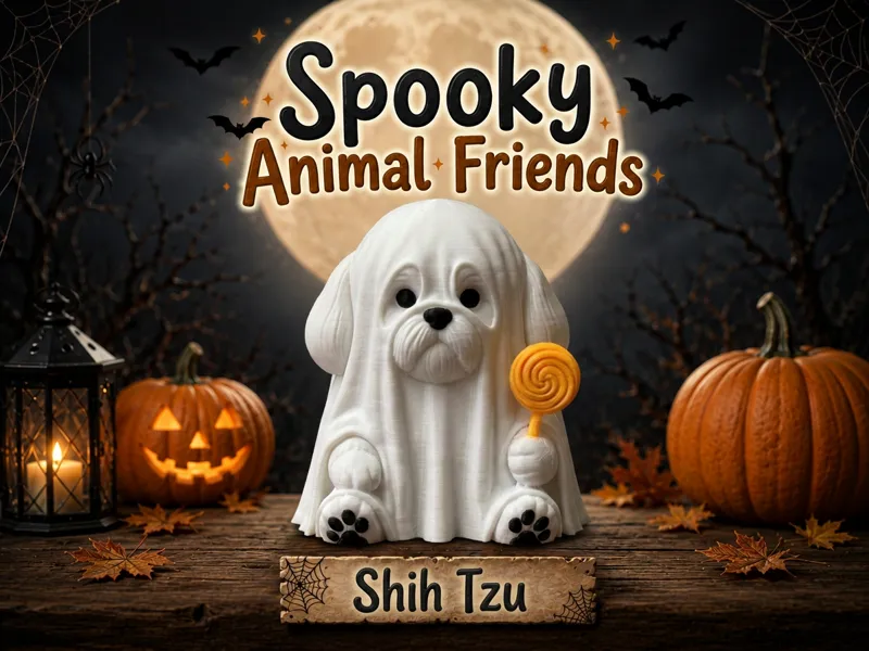 Shih Tzu Ghost Spooky Animal Friends