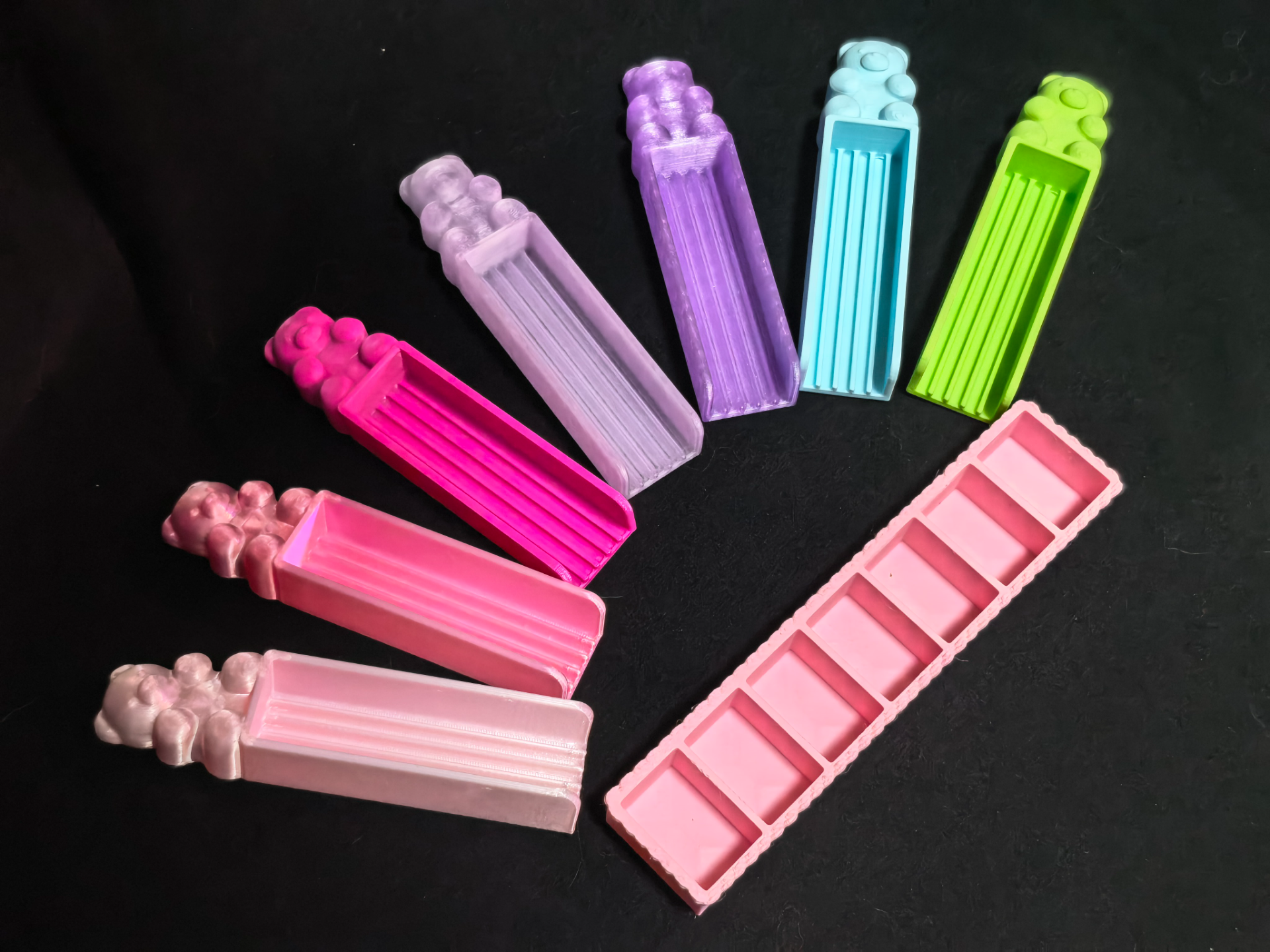 彩虹小熊软糖手柄5道小豆铲与收纳组合 有阻隔条不易掉豆可配揺豆盖