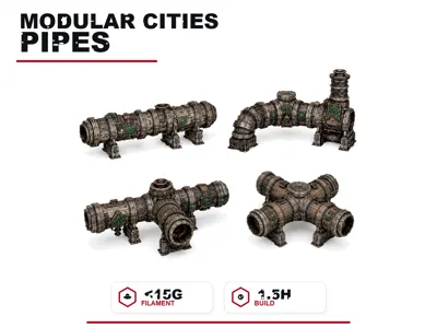 Modular Cities Pipe Network - FDM Friendly Terrain