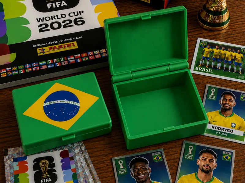 Compact Brazil Flag Sticker Storage Box