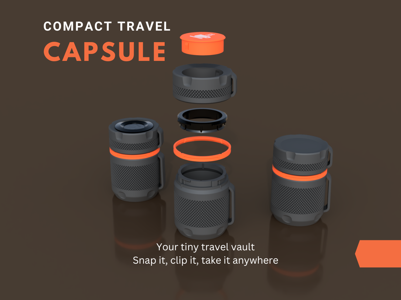 Travel Capsule: Compact EDC Container Pod