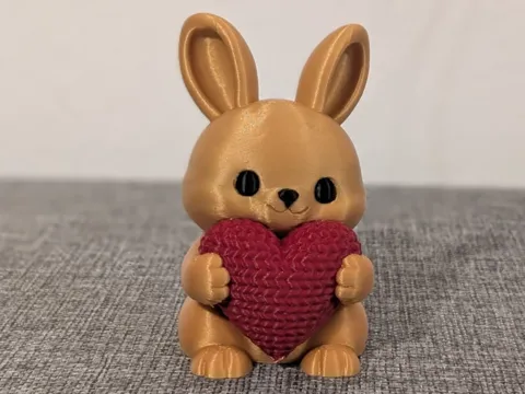 Valentine’s Bunny Holding a Knitted Heart