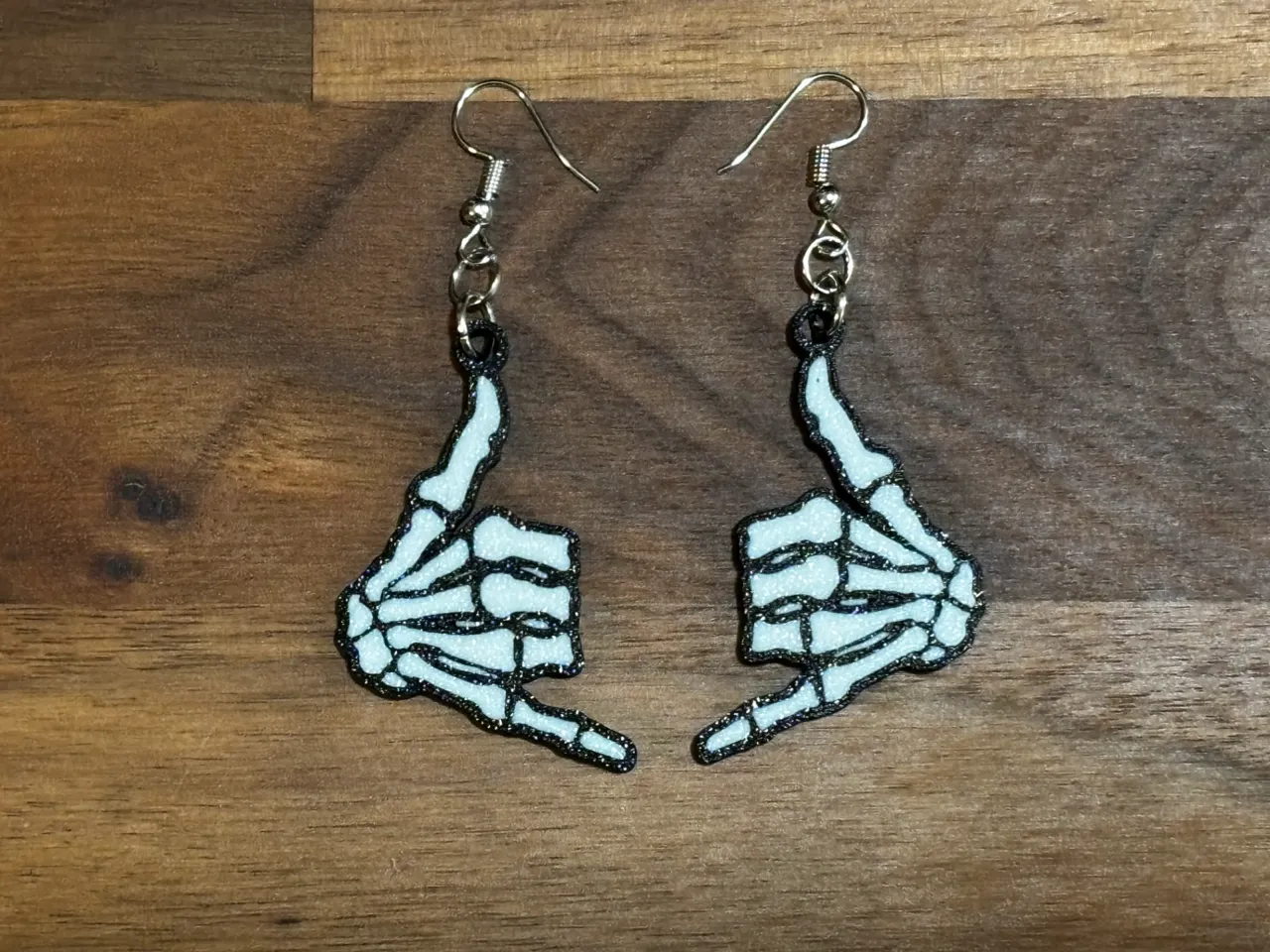 Multicolor Hang Loose Skeleton Halloween Earrings! view 2
