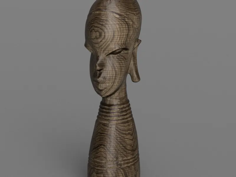 African woman with stretched ears wood carving