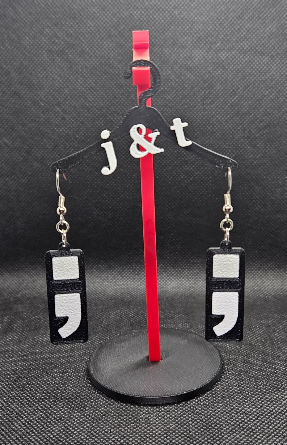 Mental Health awareness (Semi-Colon) earrings view 2