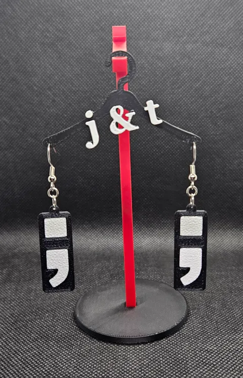 Mental Health awareness (Semi-Colon) earrings view 2