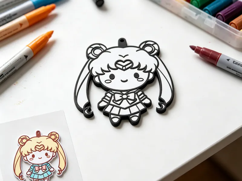 美少女战士涂色画挂件-DIY涂鸦填色手工卡-儿童涂色画画玩具