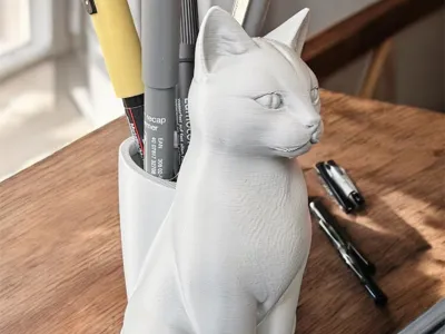 Guardian Cat – Desk Pen Holder | Sculptural Cat
