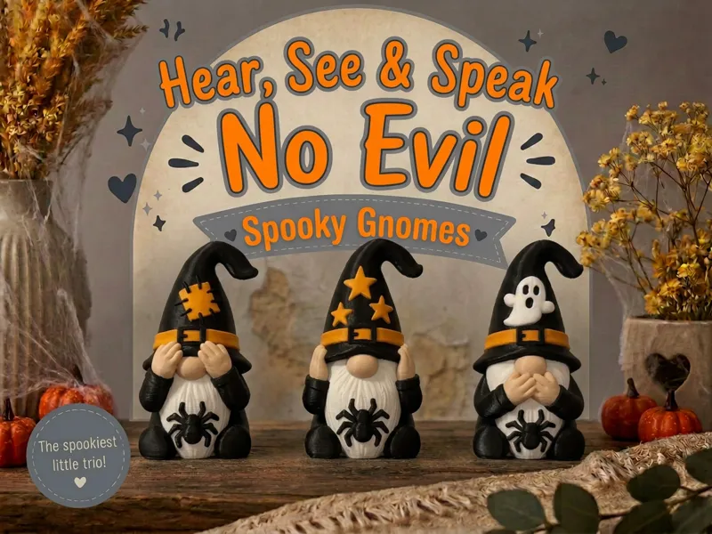 Hear, See & Speak No Evil Spooky Gnomes