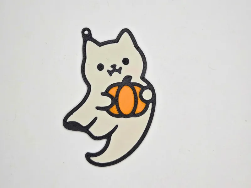 Ghost Kitty with Pumpkin