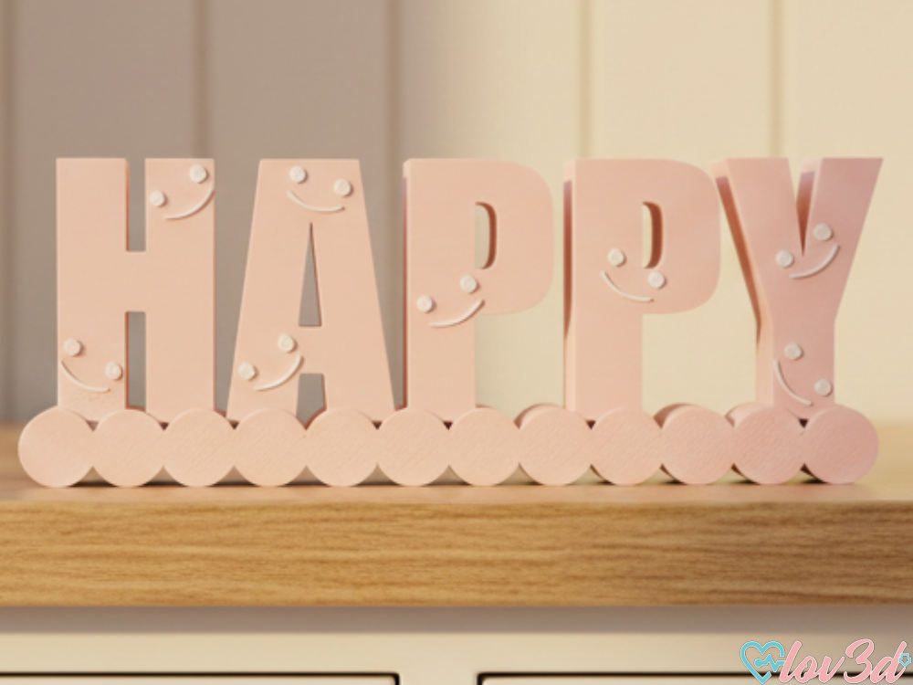 Happy Lettering with Smiley Faces - Desk Decor