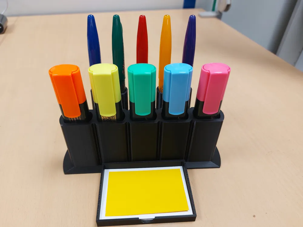 Text Marker Holder with Pens and Business Cards - Free 3D Print Model ...