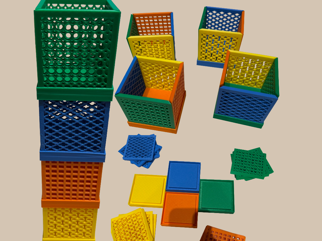 Modular Stacking Bins With Different Patterns 