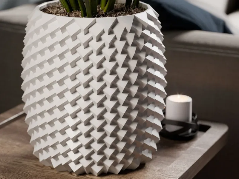 Japandi Geometric Planter – Spike Textured Pot
