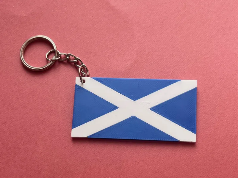 Simple Scottish Flag St. Andrews Cross Keyring