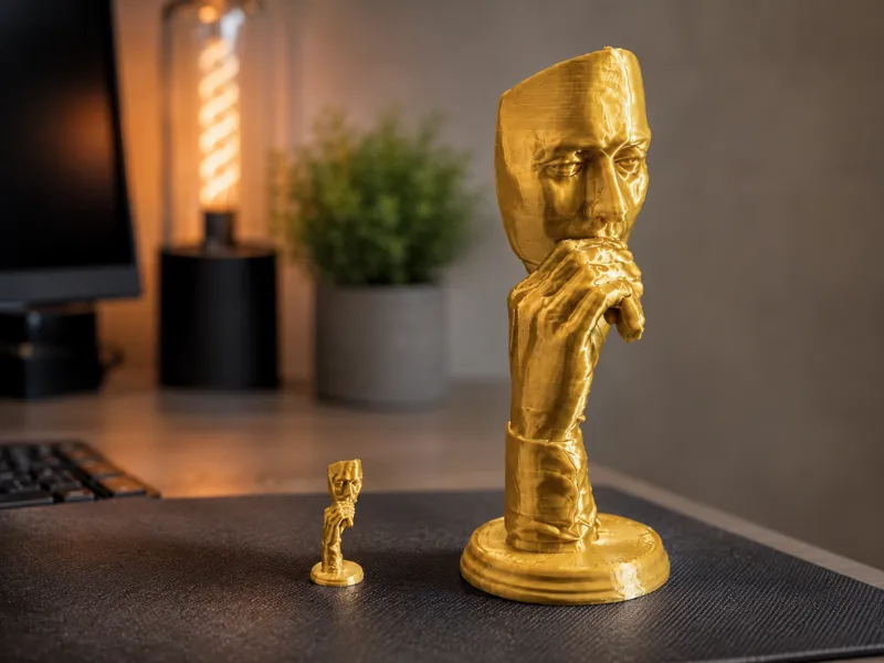 Smoke Thought – Surreal Face with Cigar Sculpture