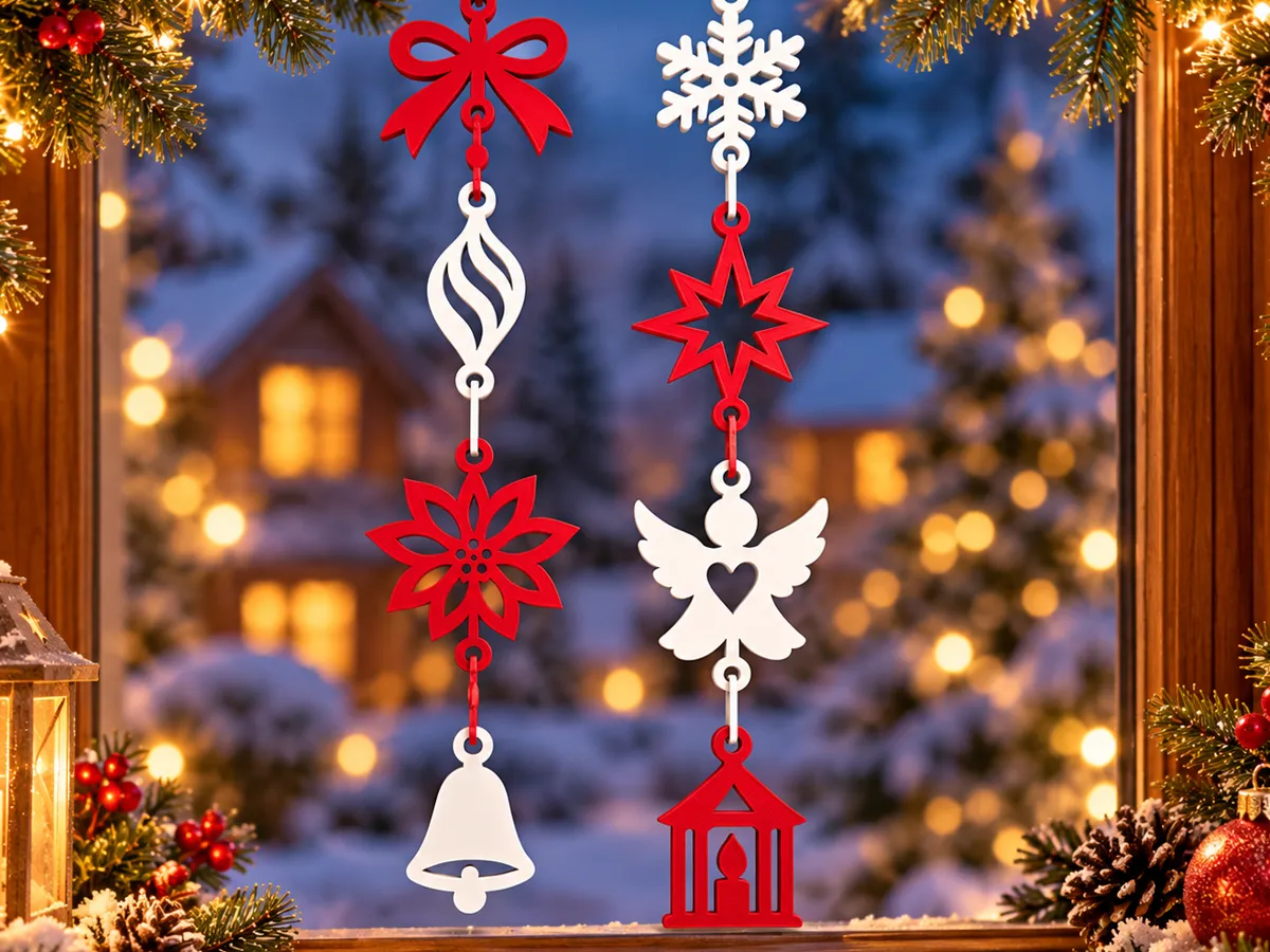 Christmas Window Hanging Ornaments Set - Free 3D Print Model - MakerWorld