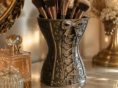 Victorian gothic corset brush pot
