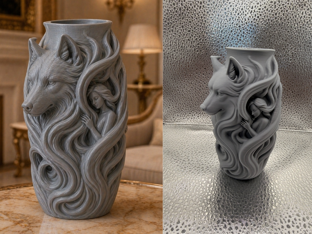 Forest Guardian Wolf Spirit Vase