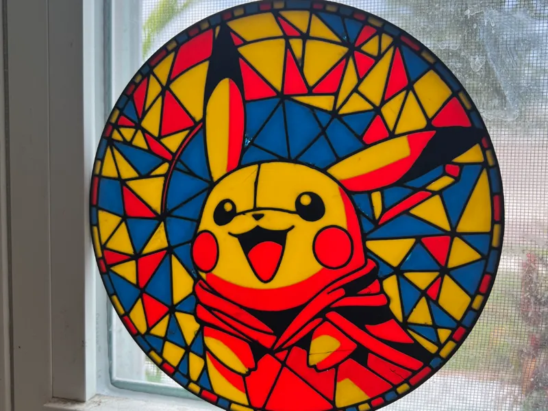 Cute Pikachu Stained Glass - Lightbox & Suncatcher