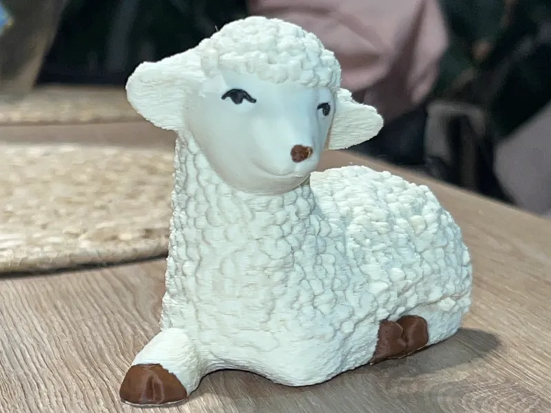 Easter Lamb Figurine - Realistic Wool Texture 