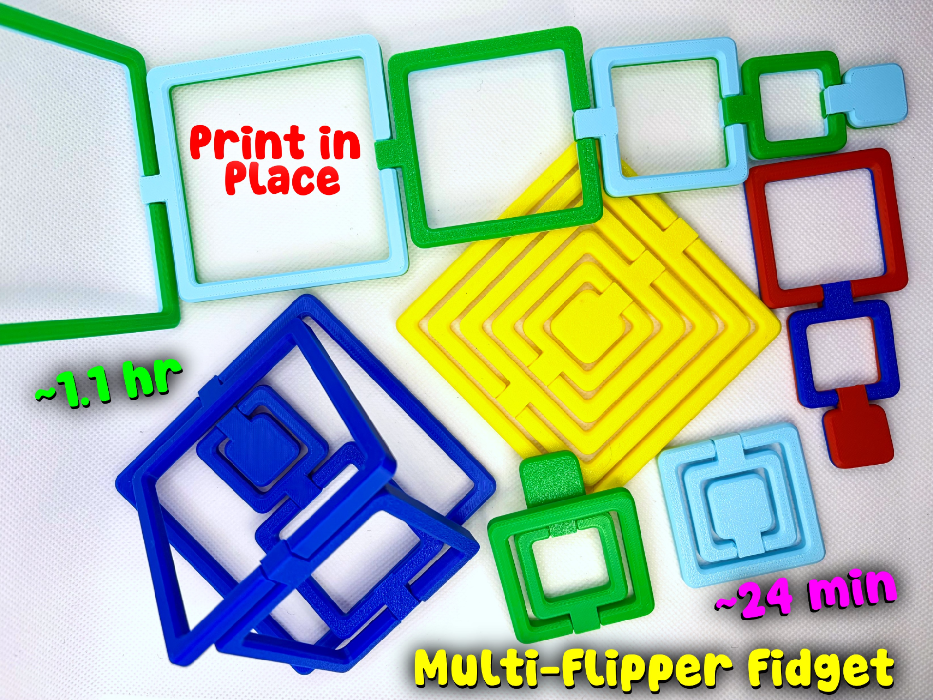 Rotating Square Multi Flipper Fidget Toy (2 sizes) - 3D printed Other Toys & Games, in stock in India