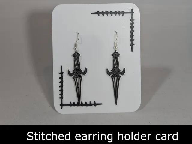 Stitched earring holder card
